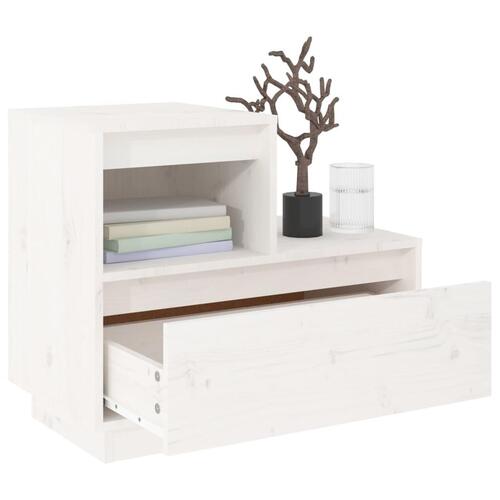 Sengebord 60x34x51 cm massivt fyrretræ hvid