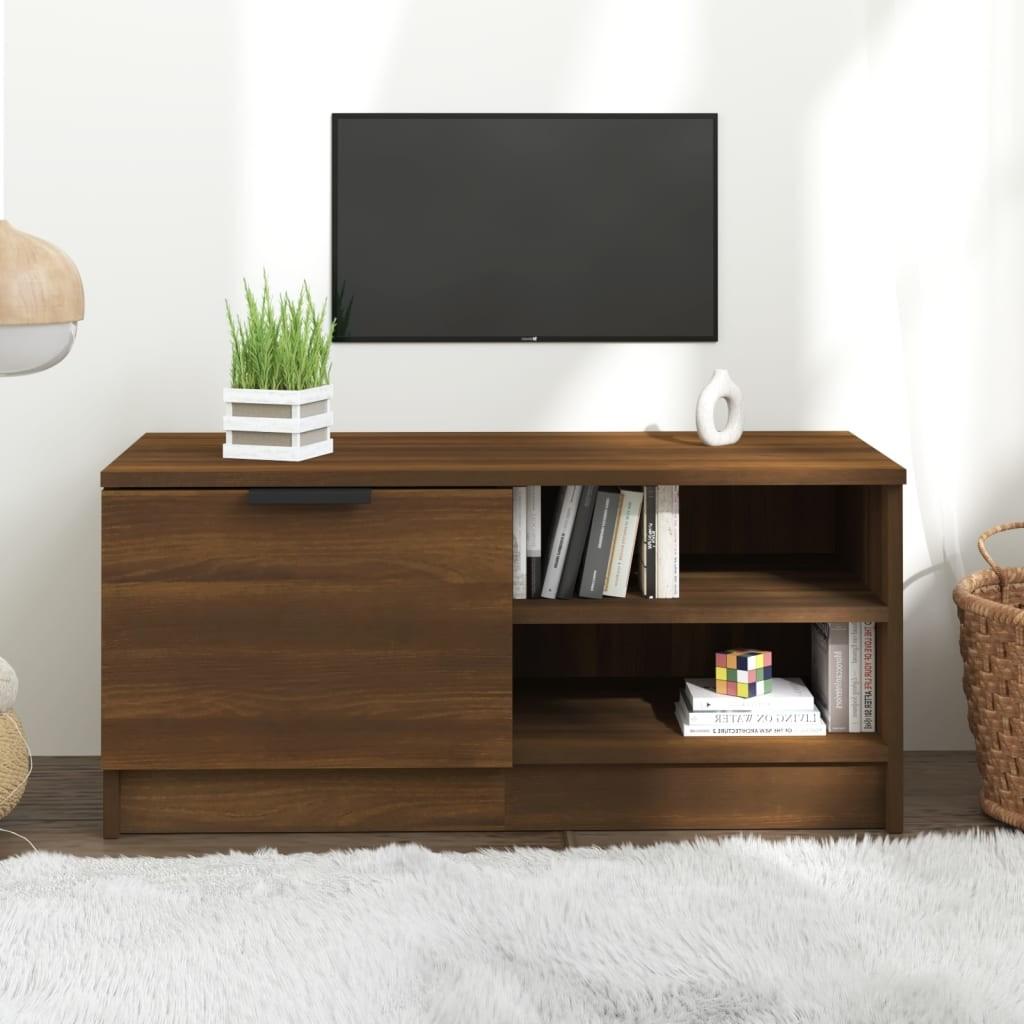 Tv-bord 80x35x36,5 cm konstrueret træ brun egetræsfarve
