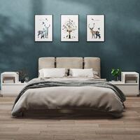 Sengeborde 2 stk. 60x34x51 cm massivt fyrretræ hvid
