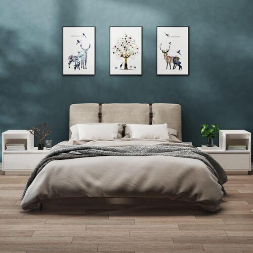 Sengeborde 2 stk. 60x34x51 cm massivt fyrretræ hvid