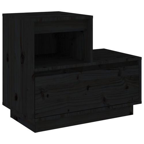 Sengeborde 2 stk. 60x34x51 cm massivt fyrretræ sort