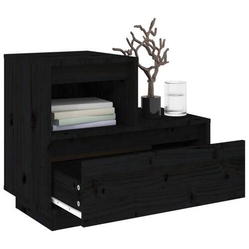 Sengeborde 2 stk. 60x34x51 cm massivt fyrretræ sort