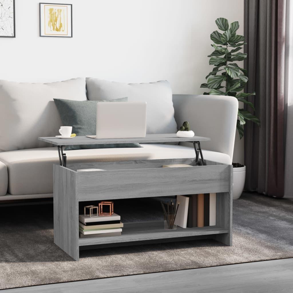 Sofabord 102x50x52,5 cm konstrueret træ grå sonoma-eg
