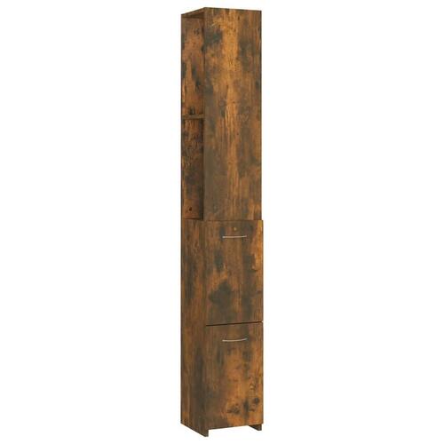 Badeværelsesskab 25x26,5x170 cm konstrueret træ røget egetræ