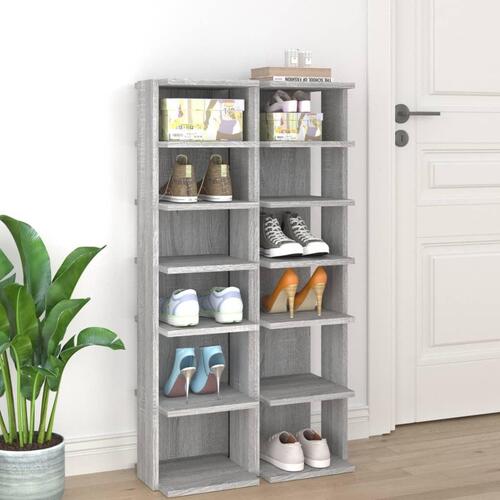 Skoreoler 2 stk. 27,5x27x102 cm konstrueret træ grå sonoma-eg
