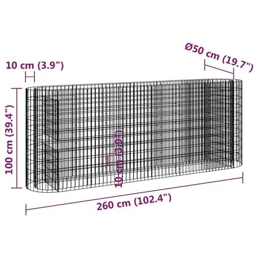 Gabion-højbed 260x50x100 cm galvaniseret jern