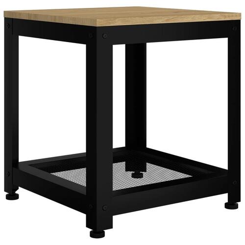 Sidebord 40x40x45 cm MDF og jern lysebrun og sort