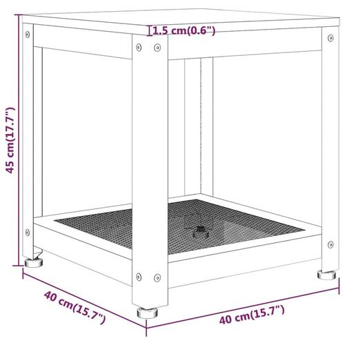 Sidebord 40x40x45 cm MDF og jern lysebrun og sort