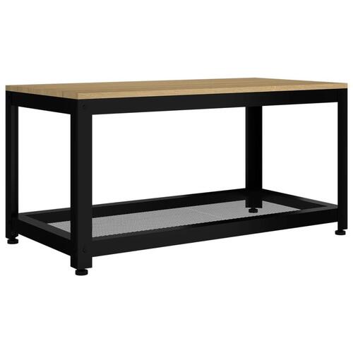 Sofabord 90x45x45 cm MDF og jern lysebrun og sort