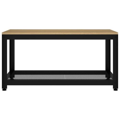 Sofabord 90x45x45 cm MDF og jern lysebrun og sort