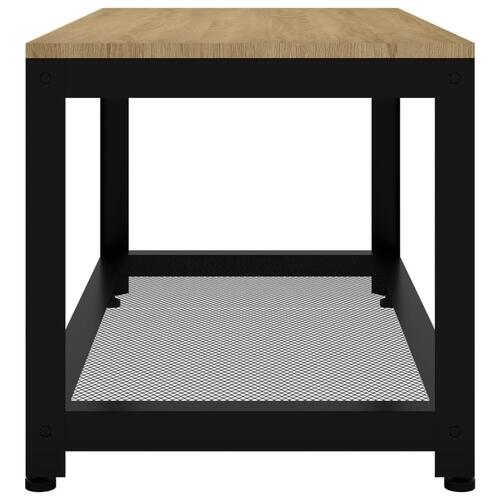 Sofabord 90x45x45 cm MDF og jern lysebrun og sort