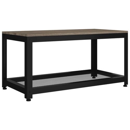 Sofabord 90x45x45 cm MDF og jern grå og sort