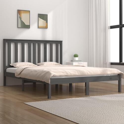 Sengeramme 200x200 cm massivt fyrretræ grå