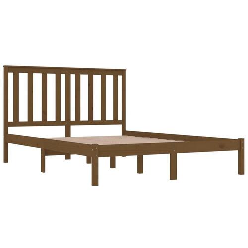 Sengeramme 200x200 cm massivt fyrretræ gyldenbrun
