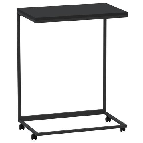 Sidebord med hjul 55x35x70 cm konstrueret træ sort