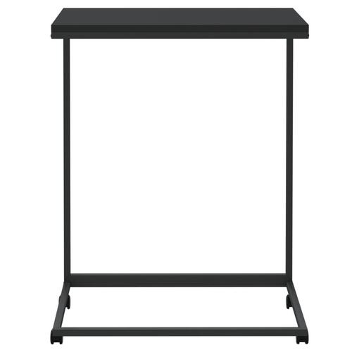 Sidebord med hjul 55x35x70 cm konstrueret træ sort