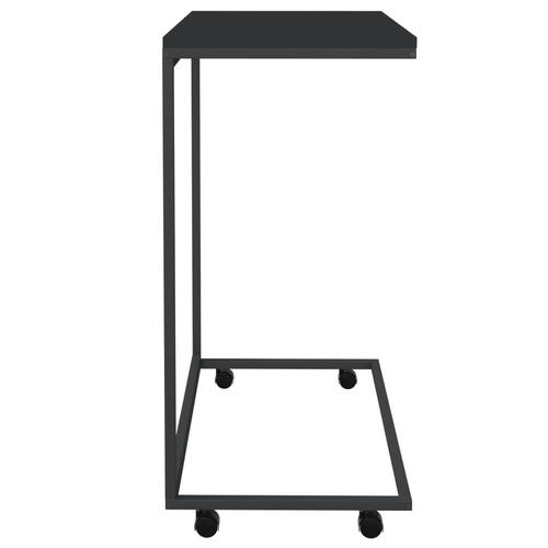 Sidebord med hjul 55x35x70 cm konstrueret træ sort