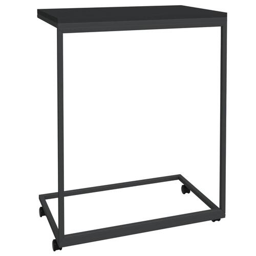Sidebord med hjul 55x35x70 cm konstrueret træ sort