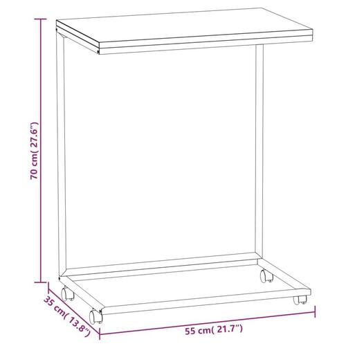 Sidebord med hjul 55x35x70 cm konstrueret træ hvid