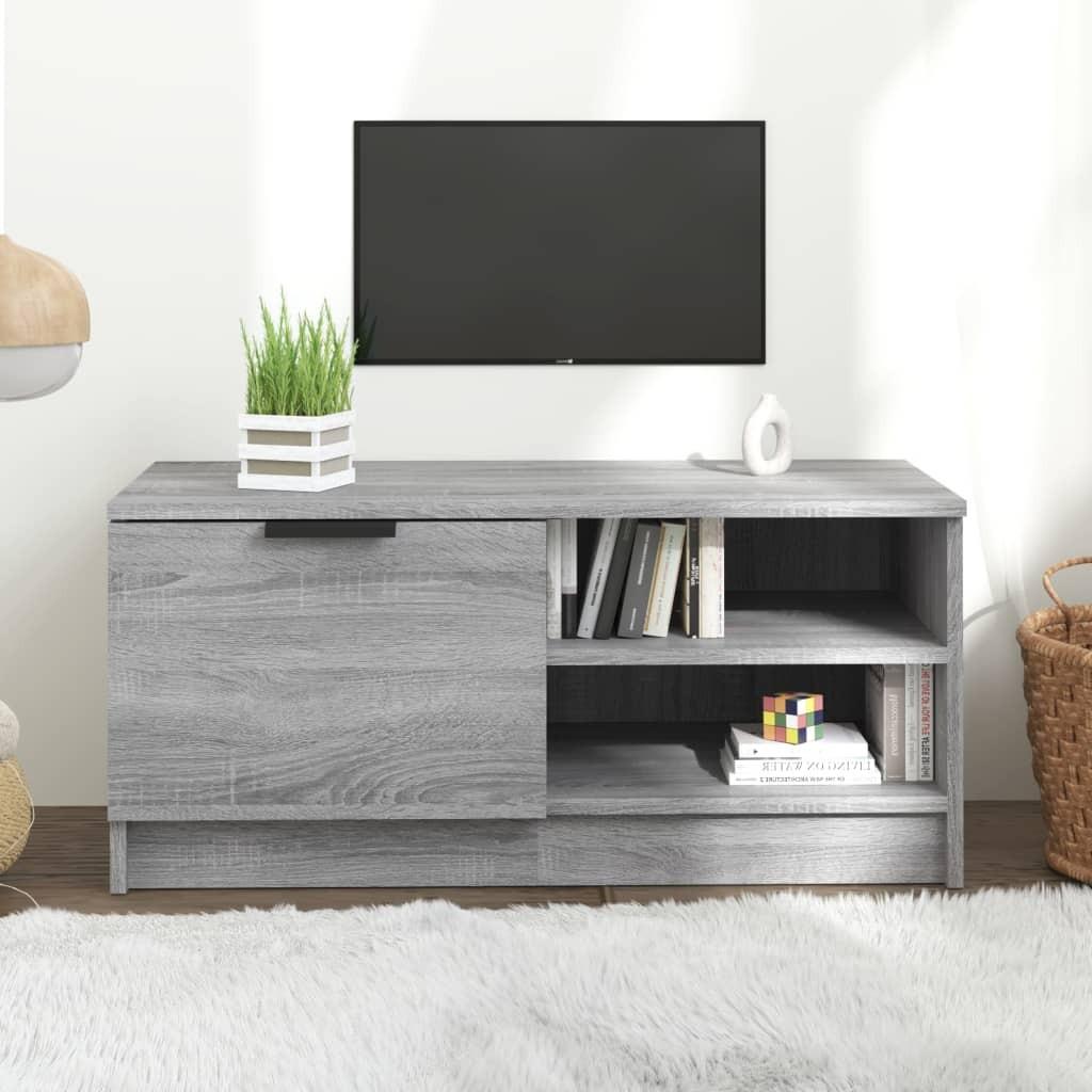 Tv-bord 80x35x36,5 cm konstrueret træ grå sonoma-eg