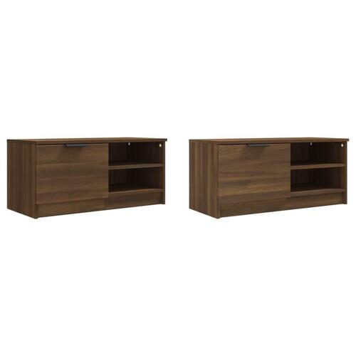 Tv-borde 2 stk. 80x35x36,5 cm konstrueret træ brunt egetræ