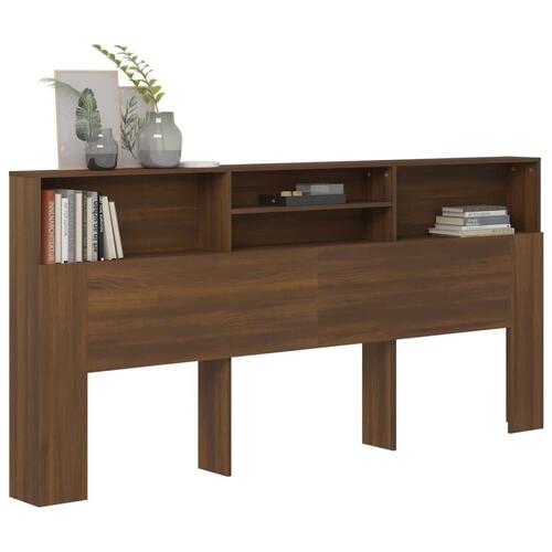 Sengegavl med opbevaring 220x19x103,5 cm brun egetræsfarve