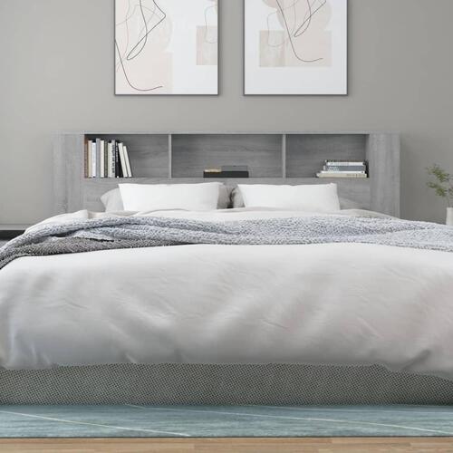 Sengegavl med opbevaring 200x18,5x104,5 cm grå sonoma-eg