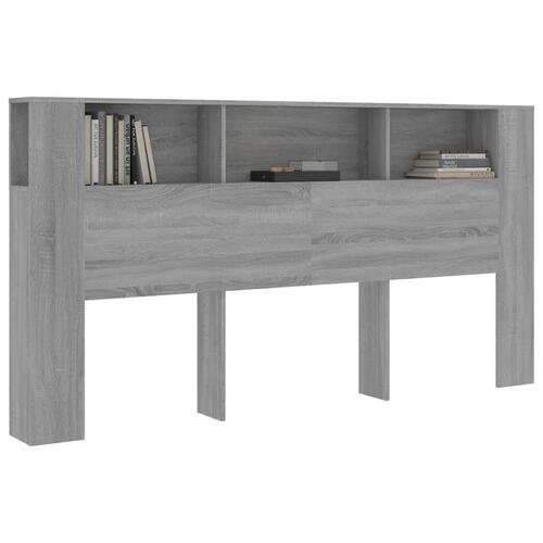 Sengegavl med opbevaring 200x18,5x104,5 cm grå sonoma-eg