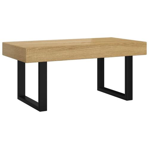 Sofabord 90x45x40 cm MDF og jern lysebrun og sort