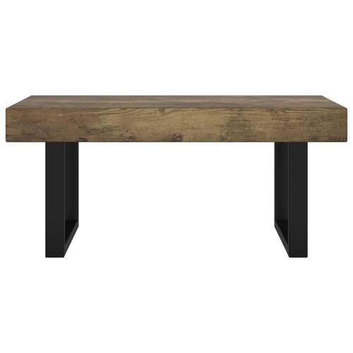 Sofabord 90x45x40 cm MDF og jern mørkebrun og sort