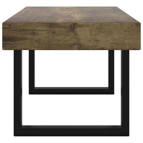 Sofabord 90x45x40 cm MDF og jern mørkebrun og sort