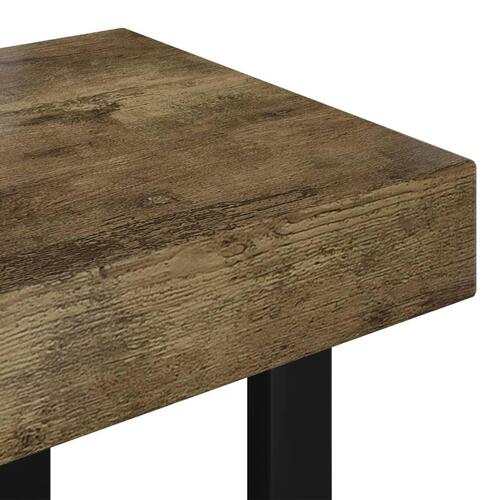 Sofabord 90x45x40 cm MDF og jern mørkebrun og sort