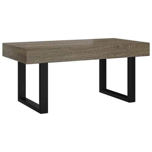 Sofabord 90x45x40 cm MDF og jern grå og sort