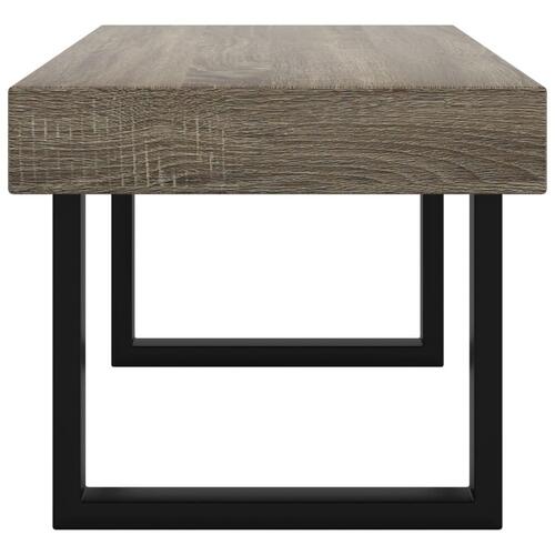 Sofabord 90x45x40 cm MDF og jern grå og sort