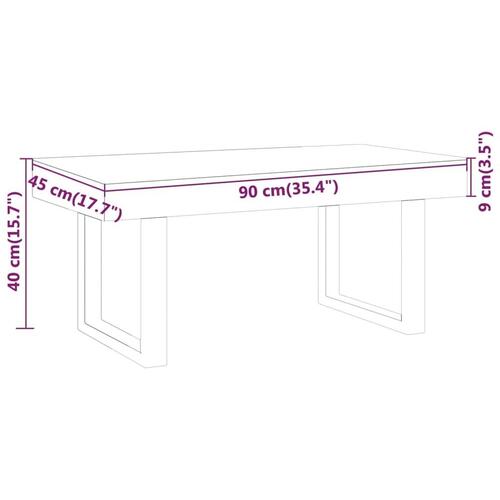 Sofabord 90x45x40 cm MDF og jern grå og sort