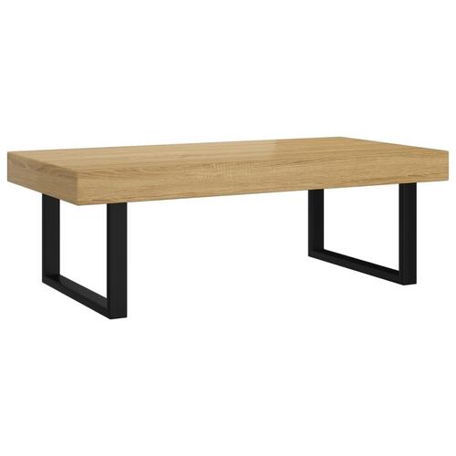 Sofabord 120x60x40 cm MDF og jern lysebrun og sort
