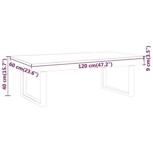 Sofabord 120x60x40 cm MDF og jern lysebrun og sort