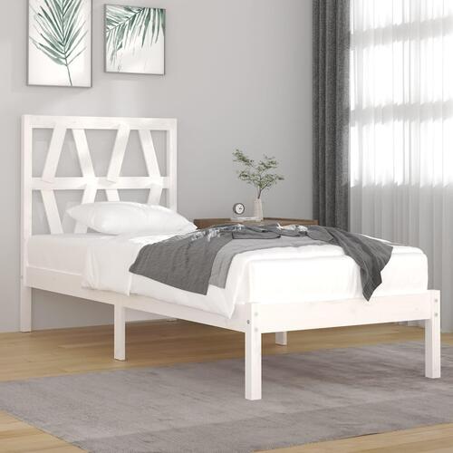 Sengeramme 90x190 cm Single massivt fyrretræ hvid