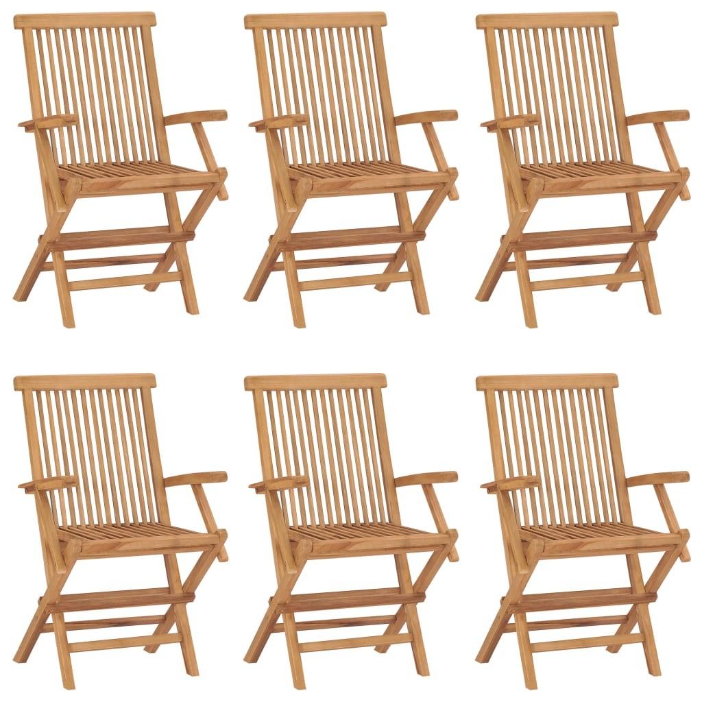 Foldbare havestole 6 stk. massivt teaktræ