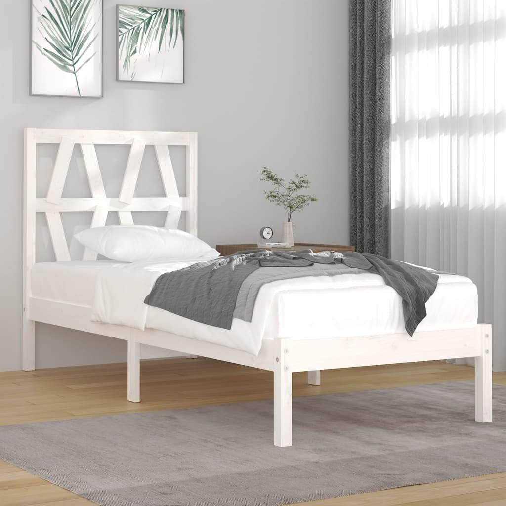 Sengeramme 90x200 cm massivt fyrretræ hvid