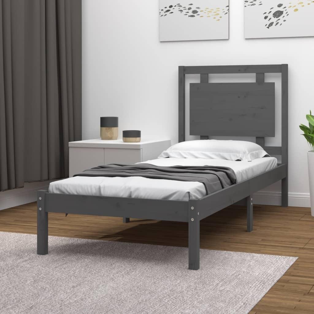 Sengeramme 100x200 cm massivt træ grå