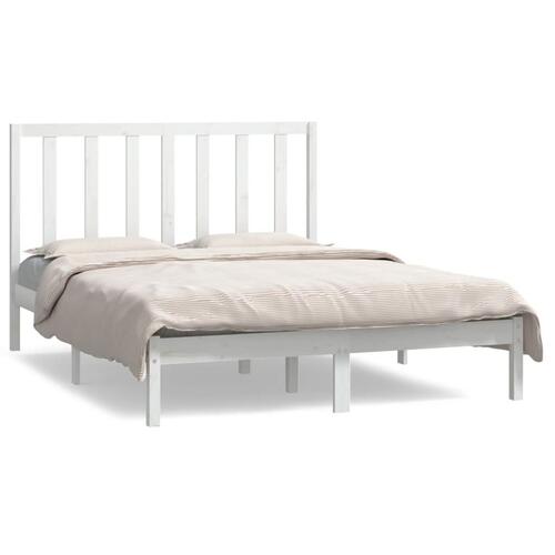 Sengeramme uden madras 135x190 cm massivt fyrretræ hvid