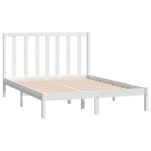 Sengeramme uden madras 135x190 cm massivt fyrretræ hvid