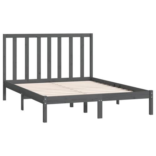Sengestel 135x190 cm Double massivt fyrretræ grå