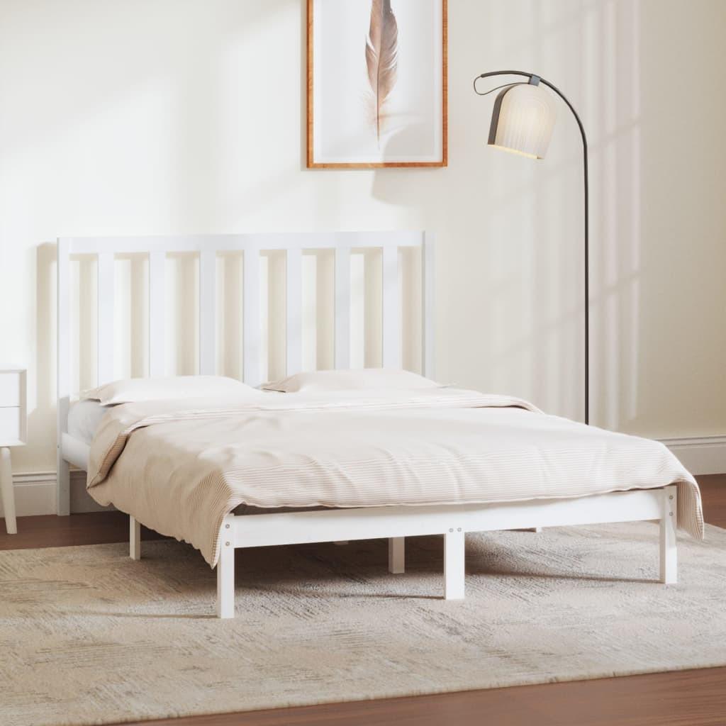 Sengeramme 140x190 cm massivt fyrretræ hvid
