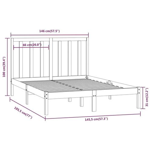 Sengeramme uden madras 140x190 cm massivt fyrretræ hvid
