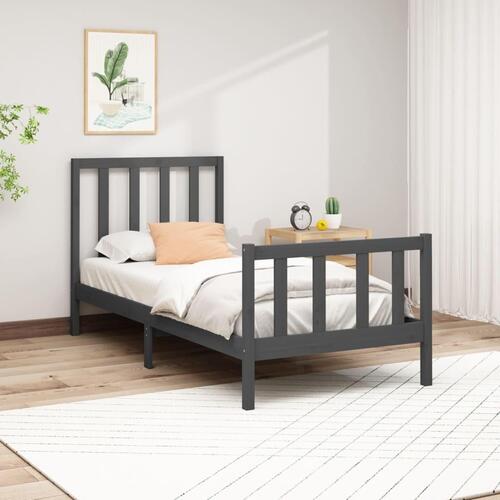 Sengeramme 90x200 cm massivt fyrretræ grå