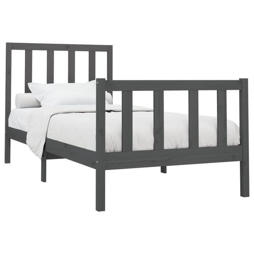 Sengeramme 90x200 cm massivt fyrretræ grå