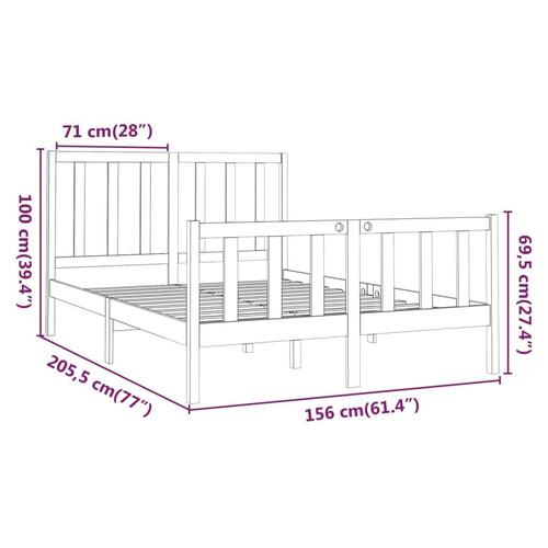 Sengeramme 150x200 cm King Size massivt fyrretræ grå