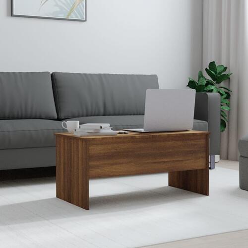 Sofabord 102x50,5x46,5 cm konstrueret træ brun egetræsfarve